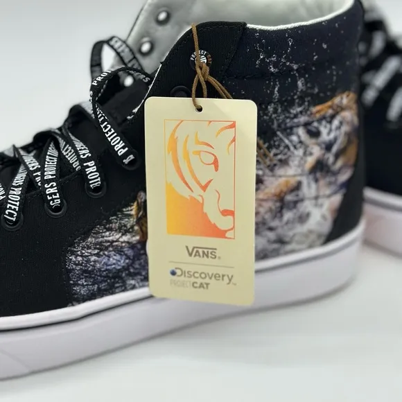 Black High-Top Sneakers with Tiger Design
