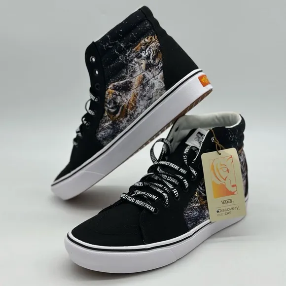 Black High-Top Sneakers with Tiger Design