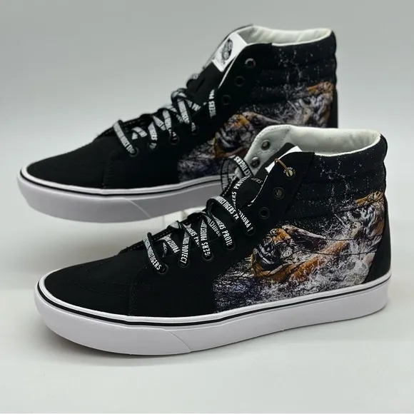 Black High-Top Sneakers with Tiger Design