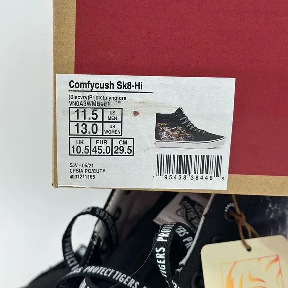 Black High-Top Sneakers with Tiger Design