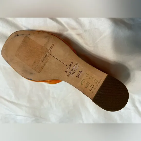 Black Suede Studio Paloma Orange Croc Wedge Sandal Shoes Womens 36.5