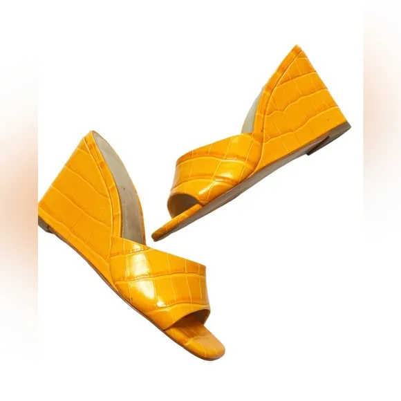 Black Suede Studio Paloma Orange Croc Wedge Sandal Shoes Womens 36.5