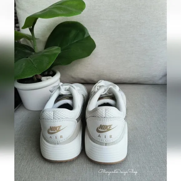 Bling Nike Air Max SC White Sneakers Custom with Crystals Rhinestones Women's