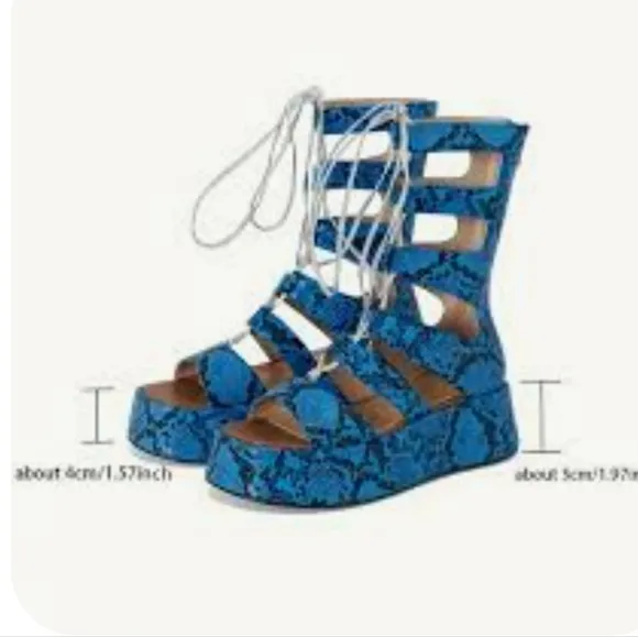 Blue Gladiator Platform Sandals