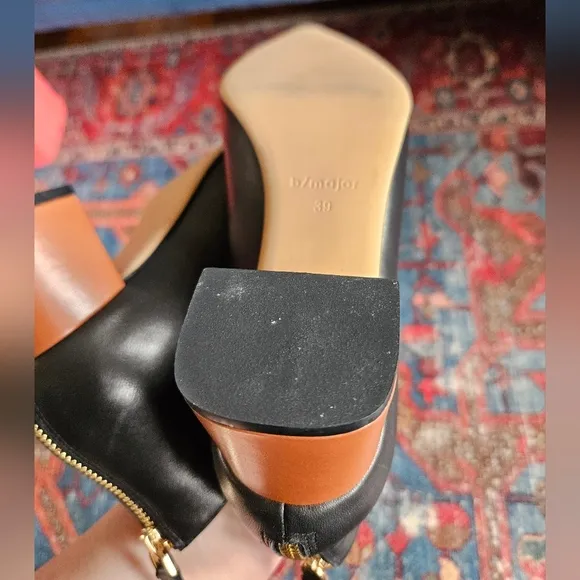b/major Jeka Heeled Boots In Black Leather sz EU 39 / US 7.5-8*