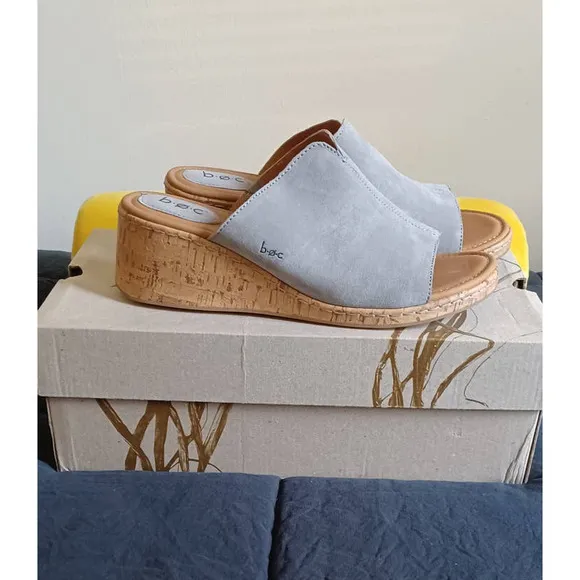b.o.c. Shoes Women's 11 Catia Wedge Mules Suede Boho Chic Minimalist Neutral