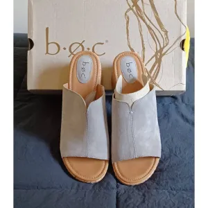 b.o.c. Shoes Women's 11 Catia Wedge Mules Suede Boho Chic Minimalist Neutral