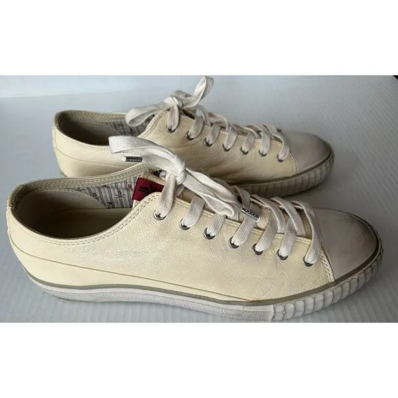Bootleg by John Varvatos Sneakers Men 10 Cream Leather Low Top Shoes Distressed