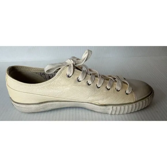 Bootleg by John Varvatos Sneakers Men 10 Cream Leather Low Top Shoes Distressed