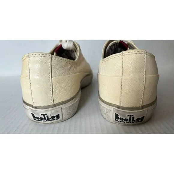 Bootleg by John Varvatos Sneakers Men 10 Cream Leather Low Top Shoes Distressed