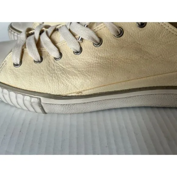 Bootleg by John Varvatos Sneakers Men 10 Cream Leather Low Top Shoes Distressed