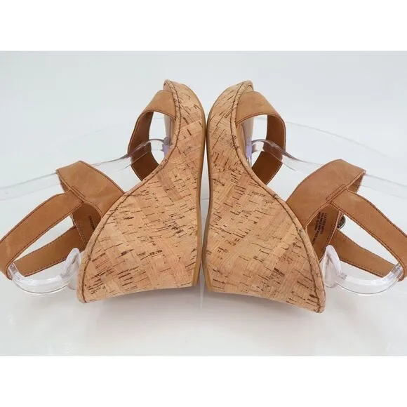 Born Lenore Platform Wedge Sandals Womens Size 11 M Brown Leather Buckle Shoes