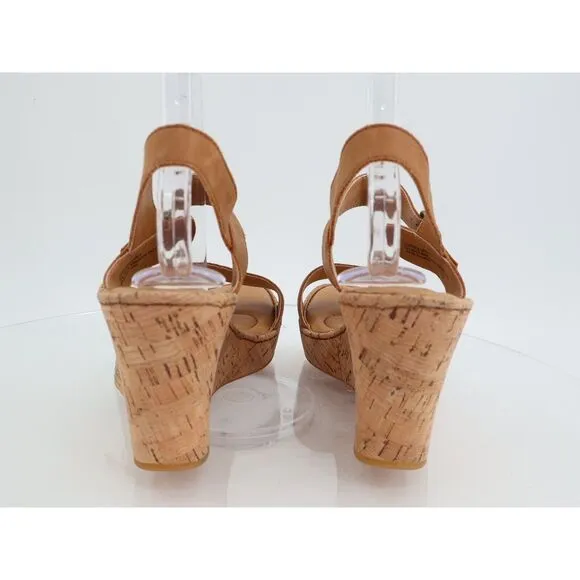 Born Lenore Platform Wedge Sandals Womens Size 11 M Brown Leather Buckle Shoes