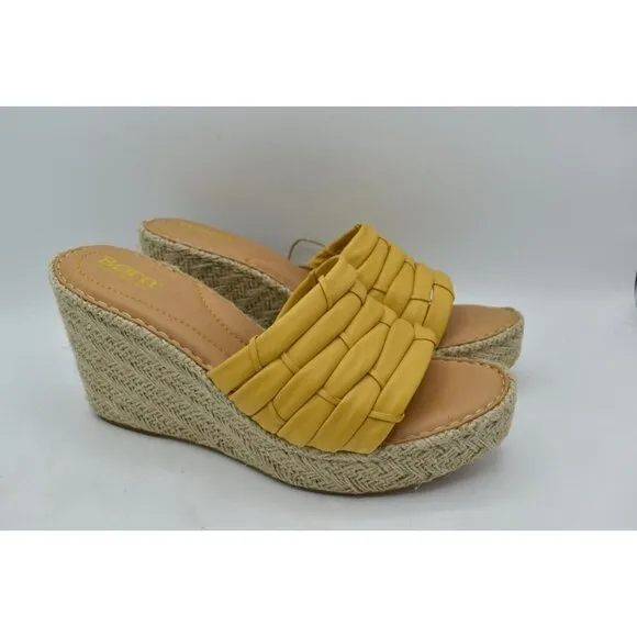 Born Women Size 9 Aneesa Yellow Full Grain Leather Espadrille Wedge Sandal Shoes