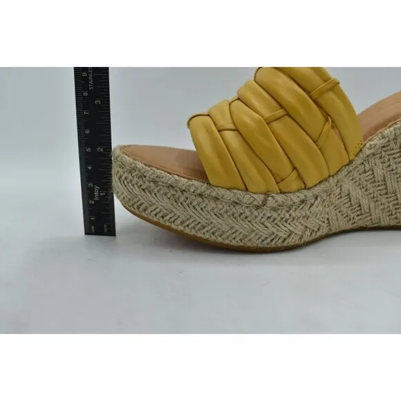 Born Women Size 9 Aneesa Yellow Full Grain Leather Espadrille Wedge Sandal Shoes