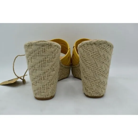 Born Women Size 9 Aneesa Yellow Full Grain Leather Espadrille Wedge Sandal Shoes