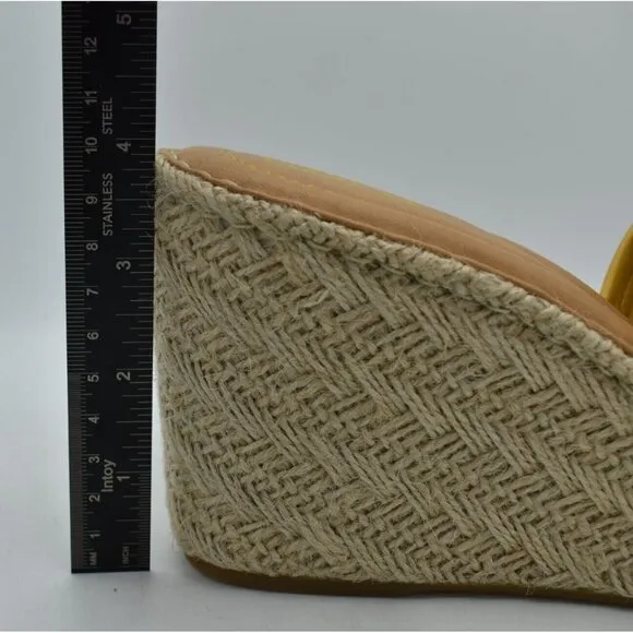 Born Women Size 9 Aneesa Yellow Full Grain Leather Espadrille Wedge Sandal Shoes