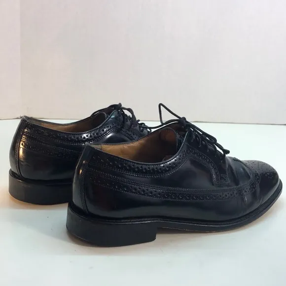 Bostonian Luxe Black Leather Wingtip Shoes Size 10