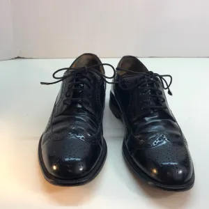 Bostonian Luxe Black Leather Wingtip Shoes Size 10