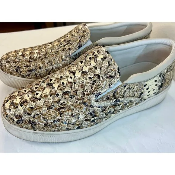 Bottega Veneta Weave Black and White Leather Women's Flats/Slip-On's US Size 8.5