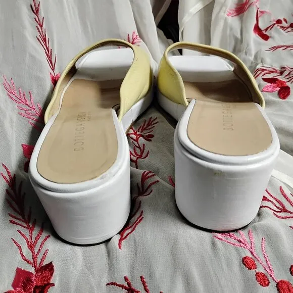 ❤️BOTTEGA VENETA Yellow/White Leather Low Wedge Shoes 5 1/2 C