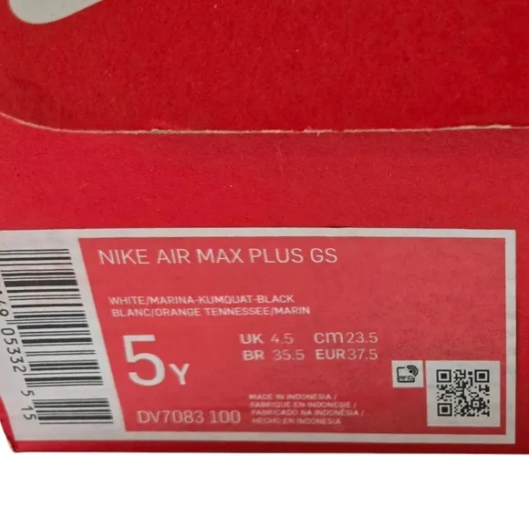 Boy's Nike Air Max Plus GS White/Marina-Kumquat-Black Sneakers