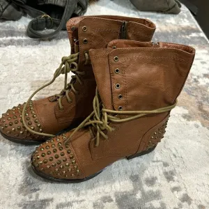 Brown combat boots