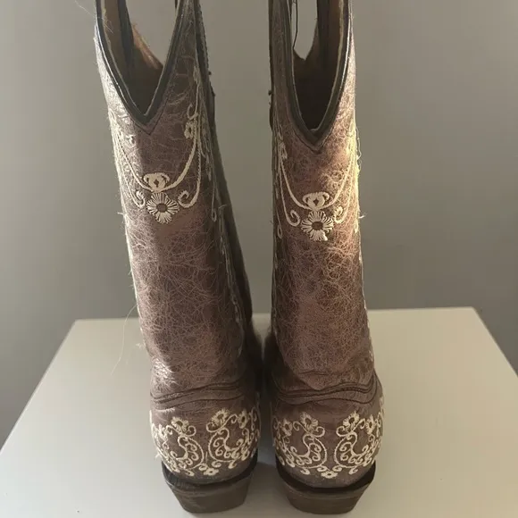 Brown Embroidered Corral Cowboy Boots