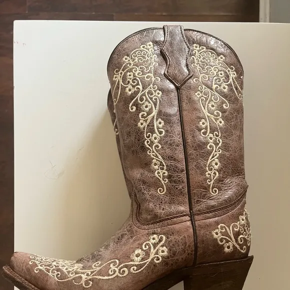 Brown Embroidered Corral Cowboy Boots