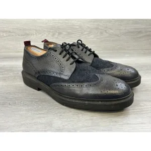 Bruno Magli Men’s Oxfords Walton Brown Leather Gray Wool Wingtip  Shoes 11.5M