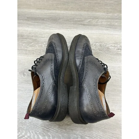 Bruno Magli Men’s Oxfords Walton Brown Leather Gray Wool Wingtip  Shoes 11.5M