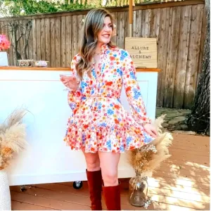 Buddy Love Grace Long Sleeve Shirt Dress Wild Flower Sixe XS