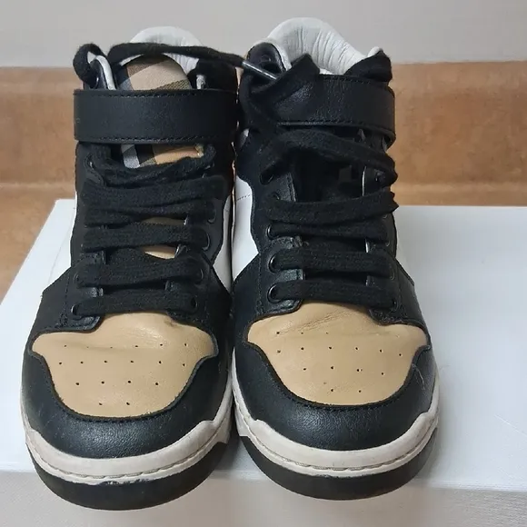 Burberry Kids Black and Tan High-Top Sneakers