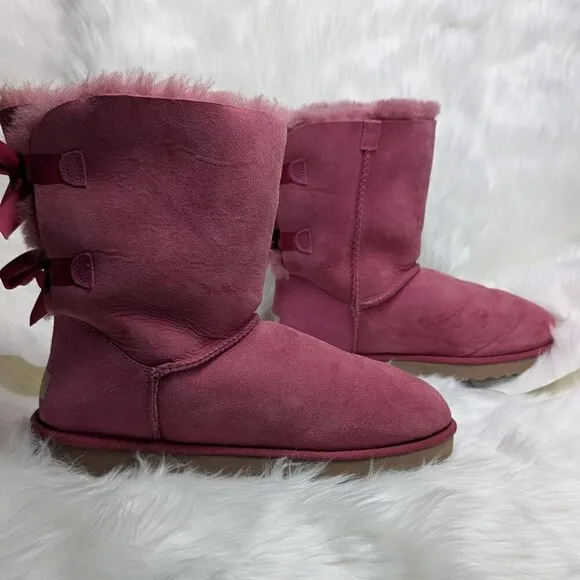 BURGUNDY BOW UGG BOOTS Size 11