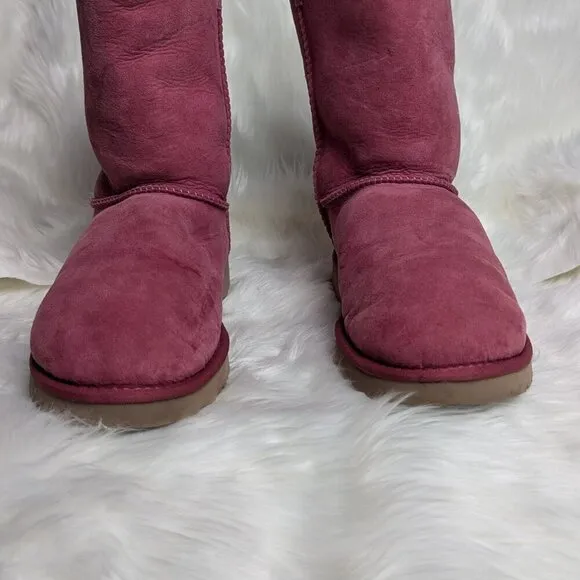 BURGUNDY BOW UGG BOOTS Size 11