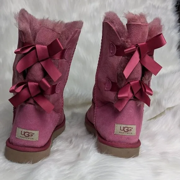 BURGUNDY BOW UGG BOOTS Size 11