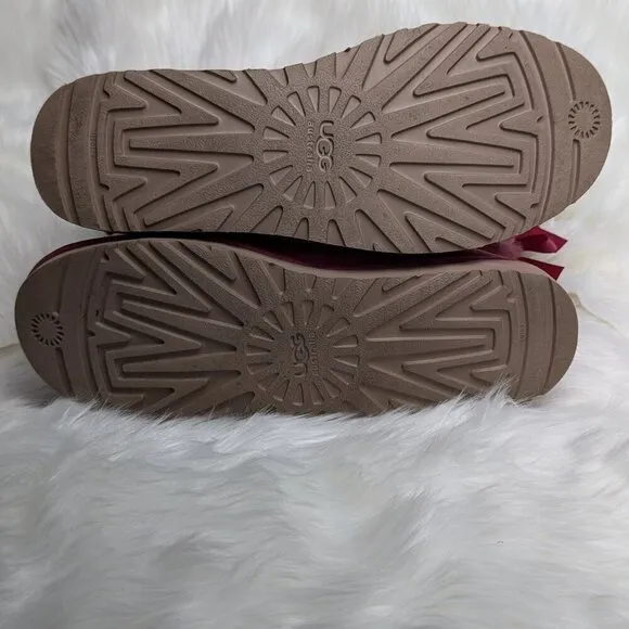 BURGUNDY BOW UGG BOOTS Size 11
