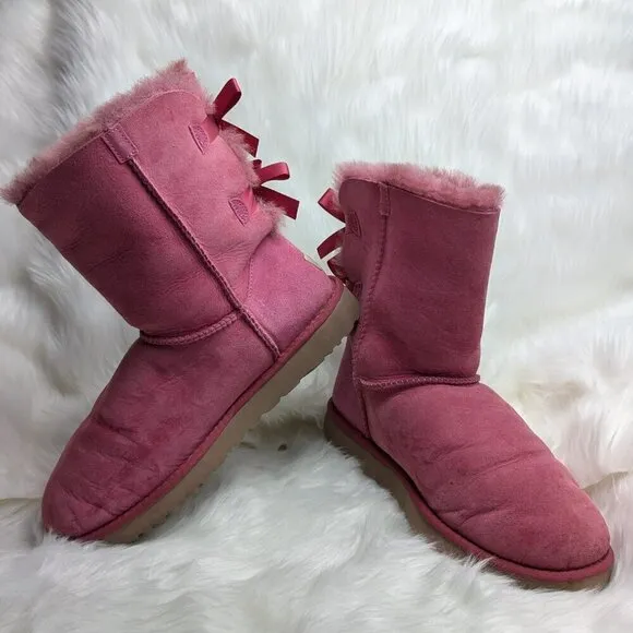 BURGUNDY BOW UGG BOOTS Size 11