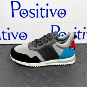 Buscemi Ventura Kid Grey Trio Leather Sneakers EU 27 US 10/10.5