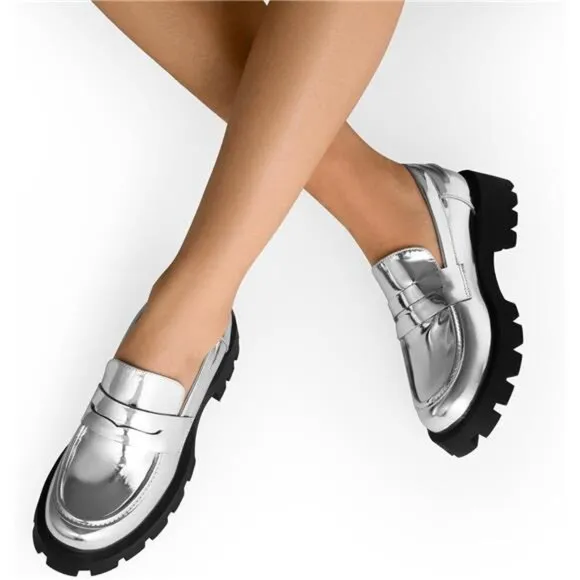 Business Casual Shoes for Women SIlver Pat