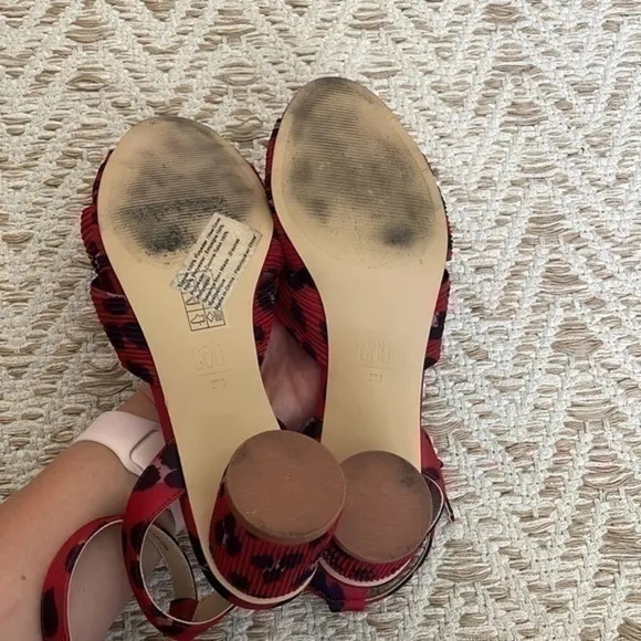 Cabi red Siren Sandal Red Leopard Print Size 9