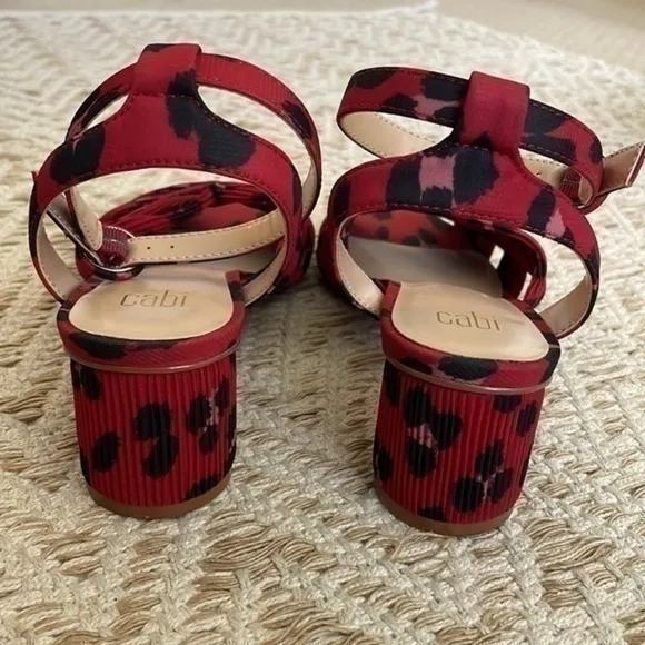 Cabi red Siren Sandal Red Leopard Print Size 9