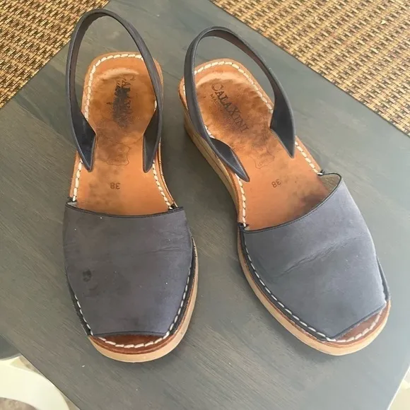 Calaxini blue wedge espadrilles sandals
