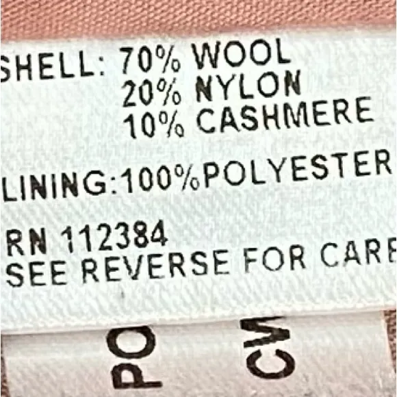 Calvin Klein Wool Cashmere Pea Coat Classic Sophisticated Luxury Brown Size 10