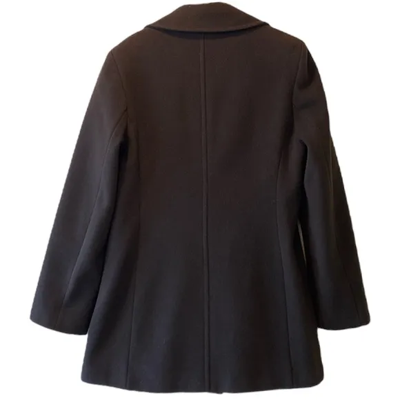 Calvin Klein Wool Cashmere Pea Coat Classic Sophisticated Luxury Brown Size 10