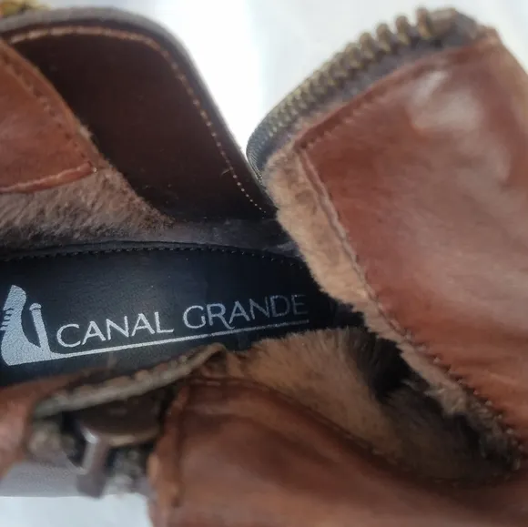 Canal grande bruna fur lined ankle bootie