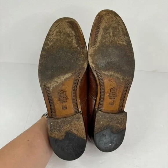 Caporicci Men's Size 8.5 Brown Leather Oxford Dress Shoes Made in Italy Designer