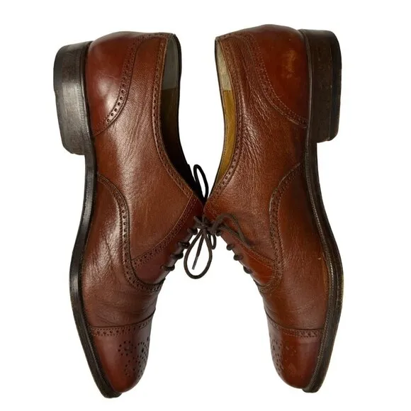 Caporicci Men's Size 8.5 Brown Leather Oxford Dress Shoes Made in Italy Designer