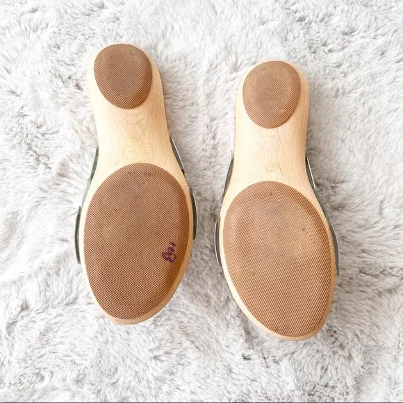 CASADEI Wooden Slide Sandals with Green Jelly Wide Strap