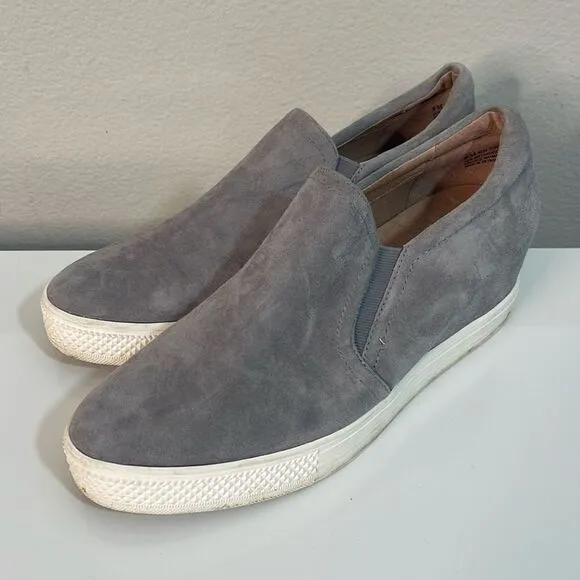 Caslon Allie 8 M Suede Leather Gray Wedge Hidden Heel Sneakers Shoes